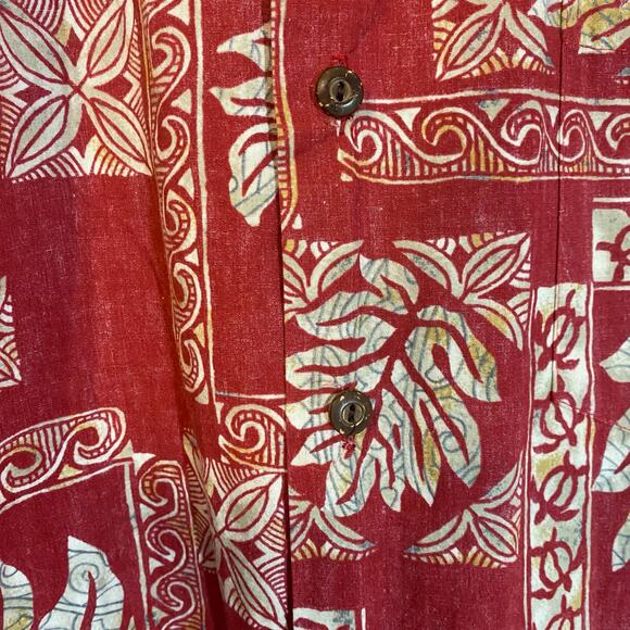Blue Hawaii Hawaiian made Red Block Print Aloha Shirt Size Small turtle tropical - Picture 6 of 6